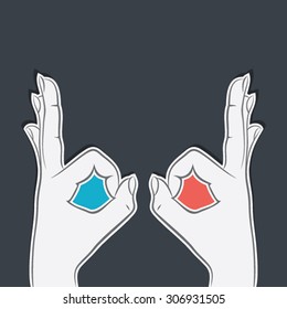 abstract 3d glass design by finger vector