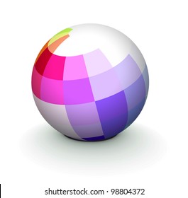 Abstract 3D Globe Icon Made From Color Ribbons.