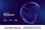 Abstract 3D Globe Sphere made of Dots and Lines. Biology Cell Orb Scientific Medical Research Background. Science Blue Cell Backdrop with Particles Effect. Vector Illustration.
