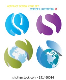 Abstract 3d globe sphere set