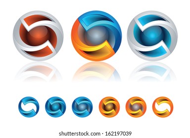 Abstract 3d globe sphere set 