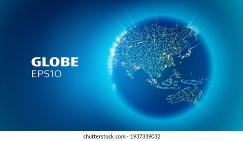 Abstract 3d globe vector illustration. Technology network vector illustration. . Global social network. Blue globe