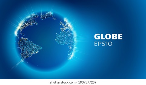 Abstract 3d globe vector illustration. Technology network vector illustration. . Global social network. Blue globe