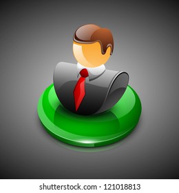 Abstract 3D glossy icon of a business men. EPS 10.