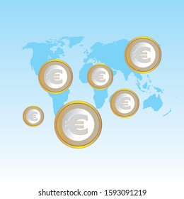 Abstract 3D glossy icon sets in Euro Currency Concept.EPS 10. can be use as icons  element  banner or background.