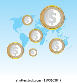 Abstract 3D glossy icon sets in Dollar Currency Concept.EPS 10. can be use as icons  element  banner or background.