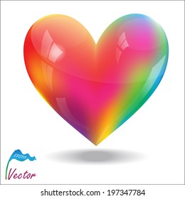 abstract 3D glossy rainbow heart isolated on white background, vector illustration, EPS10