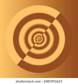 abstract 3d gold and brown circle layers background with luxury style, futuristic technology concept. vector illustration. EPS editable file.