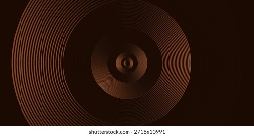 Capa geométrica de líneas de círculo marrón dorado Abstractas 3D sobre fondo oscuro