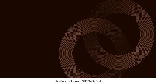 Abstract 3D gold brown circle lines in dark background modern and simple