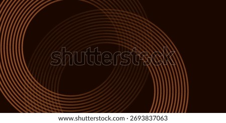 Abstract 3D gold brown circle lines in dark background. Luxury techno lines effect. Modern design.