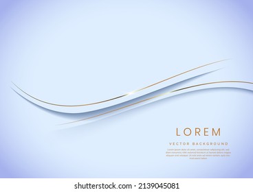 Abstract 3d gold curve template luxury on soft blue background with space for text. You can use for ad, poster, template, business presentation. Vector illustration