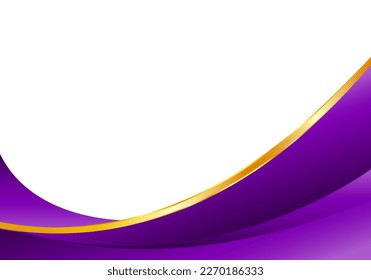 Resumen de la cinta curvada en oro 3d con color púrpura. Ilustración vectorial. fondo moderno