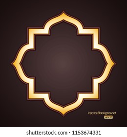 Abstract 3D golden geometric shape with islamic design