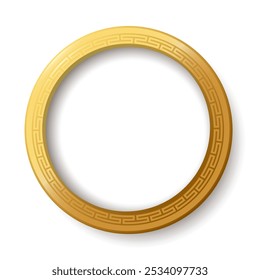 Abstrato estilo padrão oriental anel dourado 3D isolado no fundo branco.