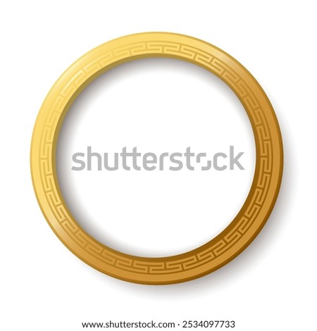 Abstract 3D golden ring oriental pattern style isolated on white background.