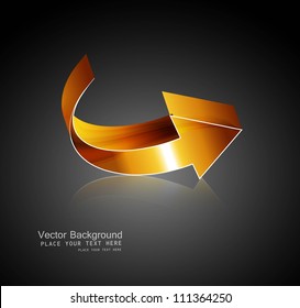 abstract 3d golden shiny colorful arrows reflection vector design