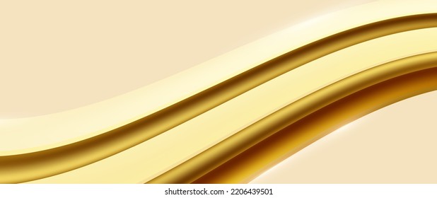Abstract 3d golden wavy lines shape. Luxury background.Website, banner and brochure background. Vector illustration