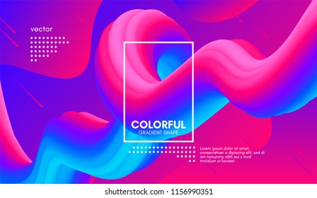 Abstract 3d Gradient Background with Colorful Liquid. Modern Wave Flow Shape. Vector Illustration. Trendy 3d Fluid Design for Business Presentation, Brochure. Abstract 3d Cover with Vibrant Gradient.