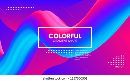 Abstract 3d Gradient Background with Colorful Liquid. Modern Wave Flow Shape. Vector Illustration. Trendy 3d Fluid Design for Business Presentation, Brochure. Abstract 3d Cover with Vibrant Gradient.