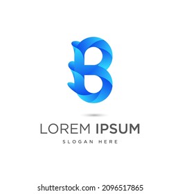 abstract 3d Gradient letter B logo design. Font style, vector design template elements for your application or corporate identity.