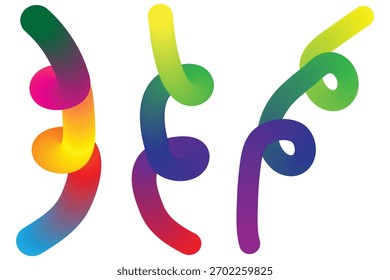 Abstract 3D Gradient Swirl Shapes Vector Art