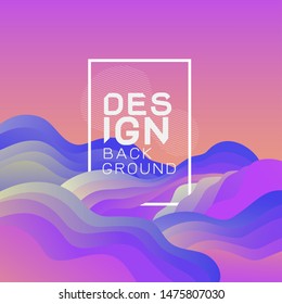 Abstract 3d gradient wavy shapes composition background and frame for text on middle.  Vector illustration