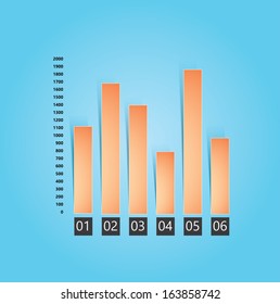 Abstract 3d graph on a blue background. vector