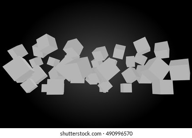Abstract 3D gray cubes background. Vector Illustration for your design.