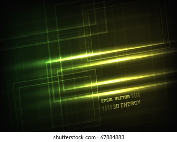 Abstract 3D green energy design against dark background