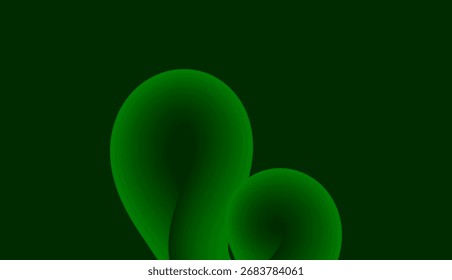 Forma verde 3D abstrata sobre fundo verde escuro, arte digital moderna e minimalista, design curvado suave com sombras suaves, perfeito para tecnologia, inovação e projetos criativos, alta resolução