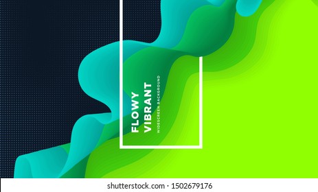 Abstract 3d green wavy shape with realistic halftone texture background template vector