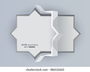 Banner 3d abstrato em escala de cinza com design arabesco