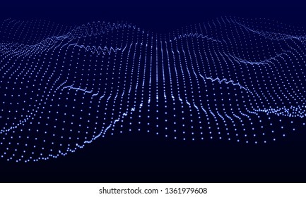 Abstract 3d grid dots  background. Futuristic technology network  wireframe. Artificial intelligence background.