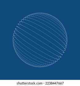 abstract 3d grid globe dots in technology style vector design