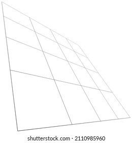 Abstract 3D grid, mesh in perspective. Checkered spatial squares pattern, squares design element