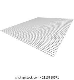 Abstract 3D grid, mesh in perspective. Checkered spatial squares pattern, squares design element