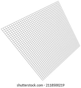 Rejilla 3D abstracta, malla en perspectiva. Patrón de cuadrados espaciales controlados, elemento de diseño cuadrado
