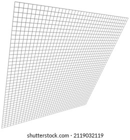 Abstract 3D grid, mesh in perspective. Checkered spatial squares pattern, squares design element