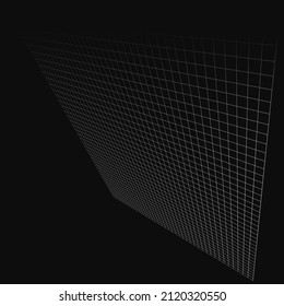Abstract 3D grid, mesh in perspective. Checkered spatial squares pattern, squares design element