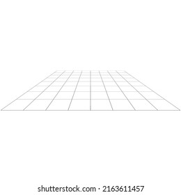 Abstract 3D grid, mesh in perspective. Checkered spatial squares pattern, squares design element