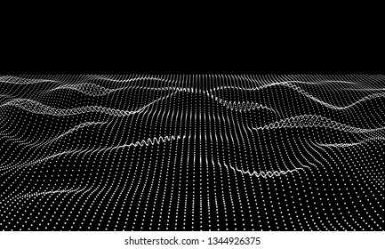 Abstract 3d grid technology background. Futuristic technology network  wireframe.