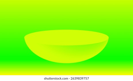 Abstract 3D half sphere podium on blur yellow green color gradient vector background. backdrop. Luxury template Neon light. Digital presentation round scene. Showcasing products or presentations. ESG