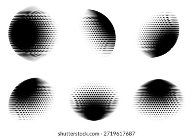 Esfera punteada Abstractas de semitono 3D y conjunto de elipse