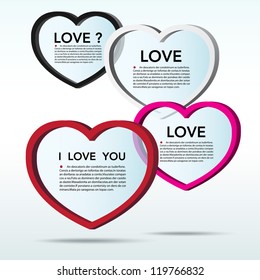 Abstract 3D heart speech bubble background.eps10