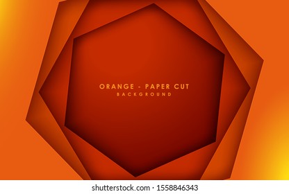 Abstract 3D hexagon papercut layer orange background