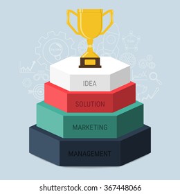 Abstract 3D hexagon staircase business step infographic. Vector Illustration. can be used for workflow layout, banner,  step up options, web design, infographics.