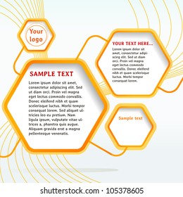 Abstract 3d hexagon web design template with place for your text. Vector illustration.