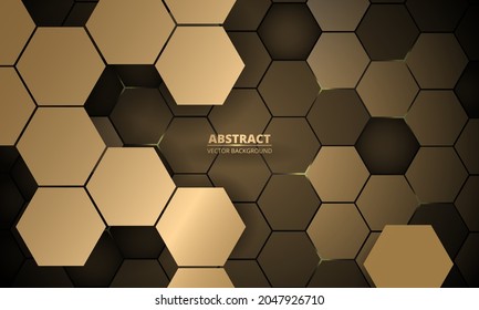 Abstract 3d hexagonal gold luxury vector background.