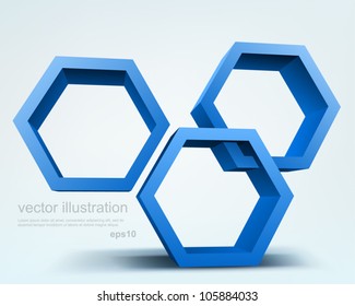 Abstract 3d hexagons, logo design